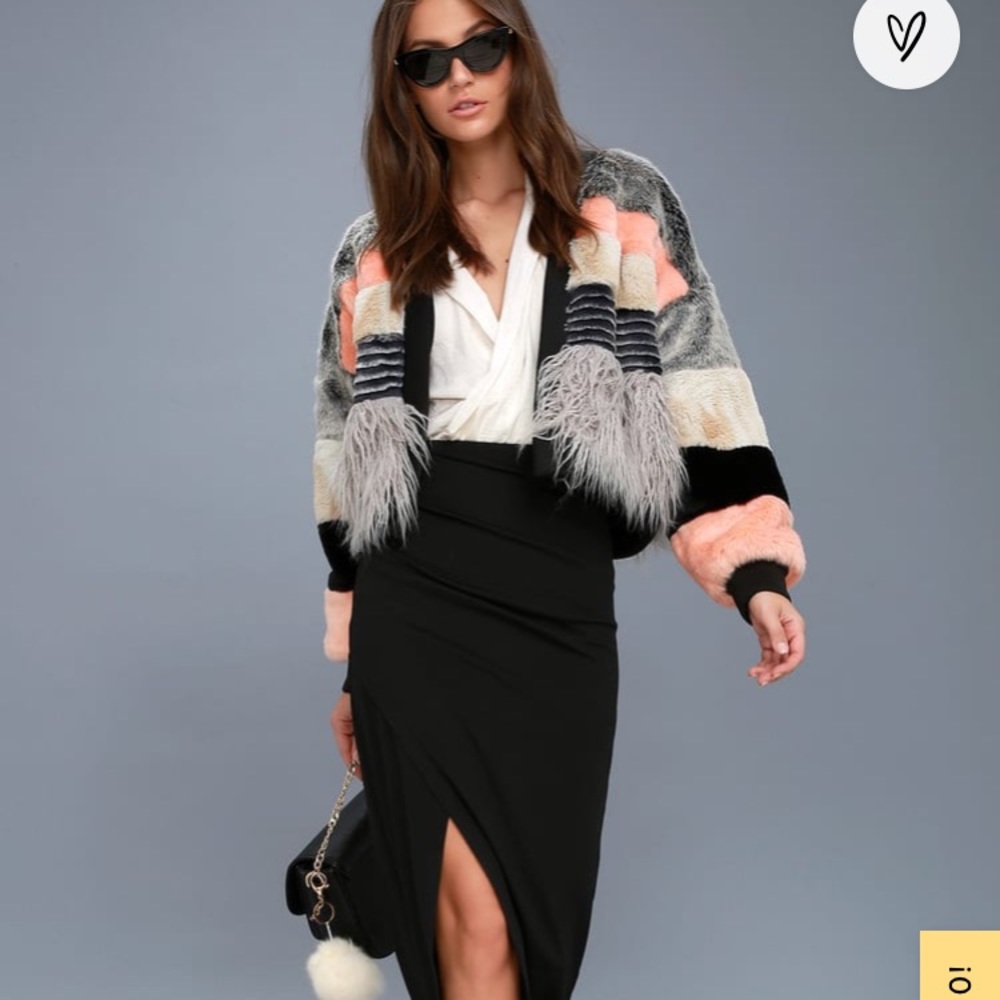 Lulus Faux Fur Cropped Jacket S/M